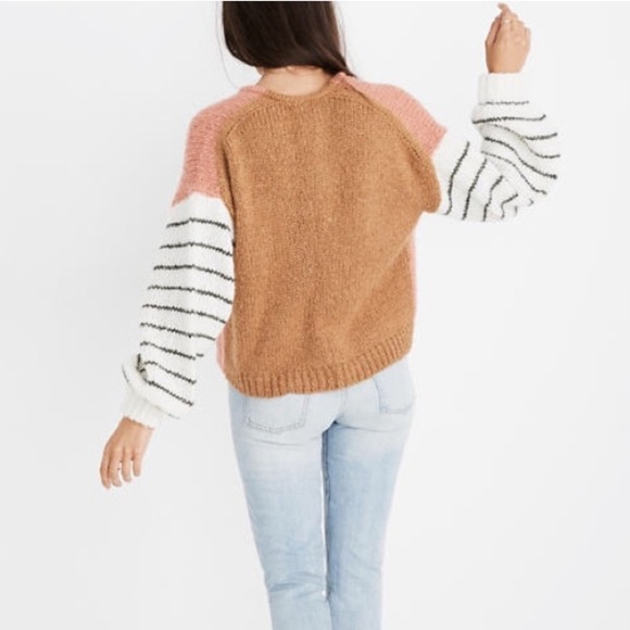 Madewell Wool Alpaca Blend Colorblock Balloon Sleeve Pullover Sweater Size S - Picture 3 of 12